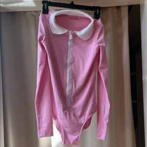 Watkins Pink Long-Sleeve Zipper Bodysuit with White Collar brand new it’s $325.